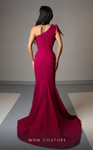 MNM Couture V07402 Crepe Asymmetric Neck Ruched Long Dress