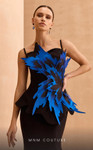 MNM Couture V07440 Rayon Crepe Sweetheart Neck Peplum Dress