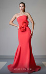 MNM Couture V07548 Rayon Crepe Flower Strapless Fitted Dress