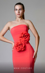 MNM Couture V07548 Rayon Crepe Flower Strapless Fitted Dress