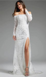 Jovani JB23106 Lace Off Shoulder Long Sleeve Bridal Dress