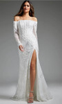 Jovani JB23106 Lace Off Shoulder Long Sleeve Bridal Dress
