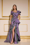 Terani Couture 252E5148 Taffeta Asymmetrical Neck Long Dress