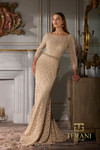 Terani Couture 252M5331 Metallic Lace 3/4 Sleeves Long Dress
