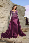 Terani Couture 252M5311 Embroidery Stretch Mikado Long Dress