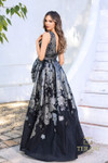 Terani Couture 252E5145 Metallic Organza Burnout Long Dress