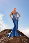 Terani Couture 252E5147 Mikado Asymmetrical Neck Long Dress