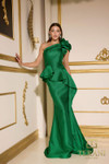 Terani Couture 252E5546 Taffeta Asymmetrical Neck Long Dress