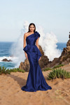 Terani Couture 252E5546 Taffeta Asymmetrical Neck Long Dress