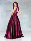 Clarisse 3763 Lace Satin Illusion Halter Neckline Long Dress