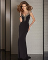 Clarisse M6259 Bejeweled V-neck Cap Sleeves Sheath Dress