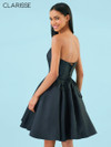 Clarisse 3917 Glossy Mikado Strapless V-Neck Short Dress