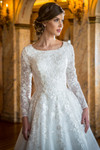 Modest by Mon Cheri TR22055 Lace Glitter Tulle Wedding Dress