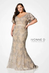 Ivonne D by Mon Cheri 220D21 Embroidery Ruffle Sleeve Dress