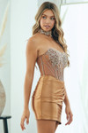 Amelia Couture 2130S Beaded Scoop Neck Strapless Short Dress