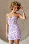 Amelia Couture 7053S Sweetheart Neck Strapless Short Dress