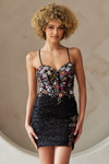 Amelia Couture 7054S Sequin Floral Embroidered Short Dress