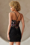 Amelia Couture 7054S Sequin Floral Embroidered Short Dress