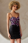 Amelia Couture 7054S Sequin Floral Embroidered Short Dress