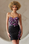 Amelia Couture 7054S Sequin Floral Embroidered Short Dress