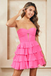 Amelia Couture 2063S Strapless Keyhole Tiered Short Dress