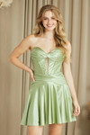 Amelia Couture 9071S Satin Strapless Keyhole Short Dress