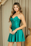 Amelia Couture 9071S Satin Strapless Keyhole Short Dress