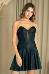 Amelia Couture 9071S Satin Strapless Keyhole Short Dress