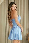 Amelia Couture 9071S Satin Strapless Keyhole Short Dress