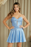 Amelia Couture 9071S Satin Strapless Keyhole Short Dress