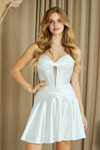 Amelia Couture 9071S Satin Strapless Keyhole Short Dress