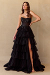 Amelia Couture 9053 Scoop Neck Tiered Strapless Long Dress