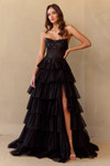 Amelia Couture 9053 Scoop Neck Tiered Strapless Long Dress