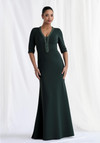 Morilee MGNY 73154 Scuba Knit Beads V-Neck Elbow Sleeve Gown