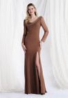 Morilee MGNY 73156 Stretch Crepe Cowl Neck Long Sleeves Gown
