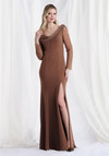 Morilee MGNY 73156 Stretch Crepe Cowl Neck Long Sleeves Gown