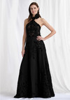 Morilee MGNY 73159 Lace Velvet Halter Neck Sleeveless Gown