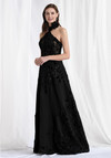 Morilee MGNY 73159 Lace Velvet Halter Neck Sleeveless Gown