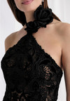 Morilee MGNY 73159 Lace Velvet Halter Neck Sleeveless Gown