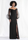 Morilee MGNY 73162 Beaded Off Shoulder Blouson Sleeves Gown