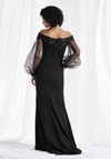 Morilee MGNY 73162 Beaded Off Shoulder Blouson Sleeves Gown