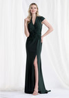 Morilee MGNY 73163 Crepe V-neckline Cap Sleeves Sheath Gown