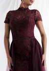 Morilee MGNY 73164 Lace High Neck Cap Sleeves Sheath Gown