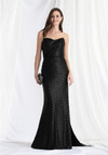 MGNY By Morilee 73170 Beaded Fringe Strapless Neck Gown
