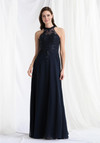 MGNY By Morilee 73177 Chiffon Illusion Halter Neck Gown