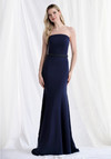 Morilee MGNY 73182 Crepe Strapless Crescent Neck Long Gown