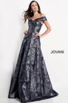 Jovani 03674 Metallic Glitter Off Shoulder Evening Dress