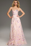 Jovani 39144 Floral Embroidery Strapless Straight Neck Gown