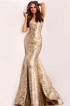 Jovani 41131 Metallic Brocade Strapless Mermaid Long Gown