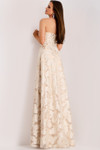 Jovani 44370 Metallic Jacquard Floral Embroidery A-Line Gown